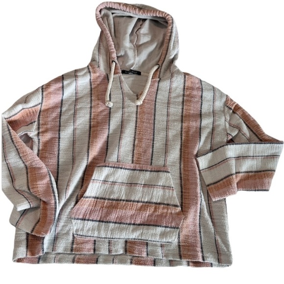 Ocean Drive Baja Stripped Beach Pullover Hoodie Oversized Size S - Picture 1 of 10